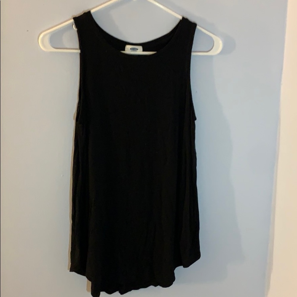 Plain black longer tank top